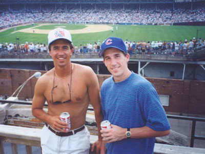 Director Jay Burke's (R) apartment overlooked Chicago's Wrigley Field in 